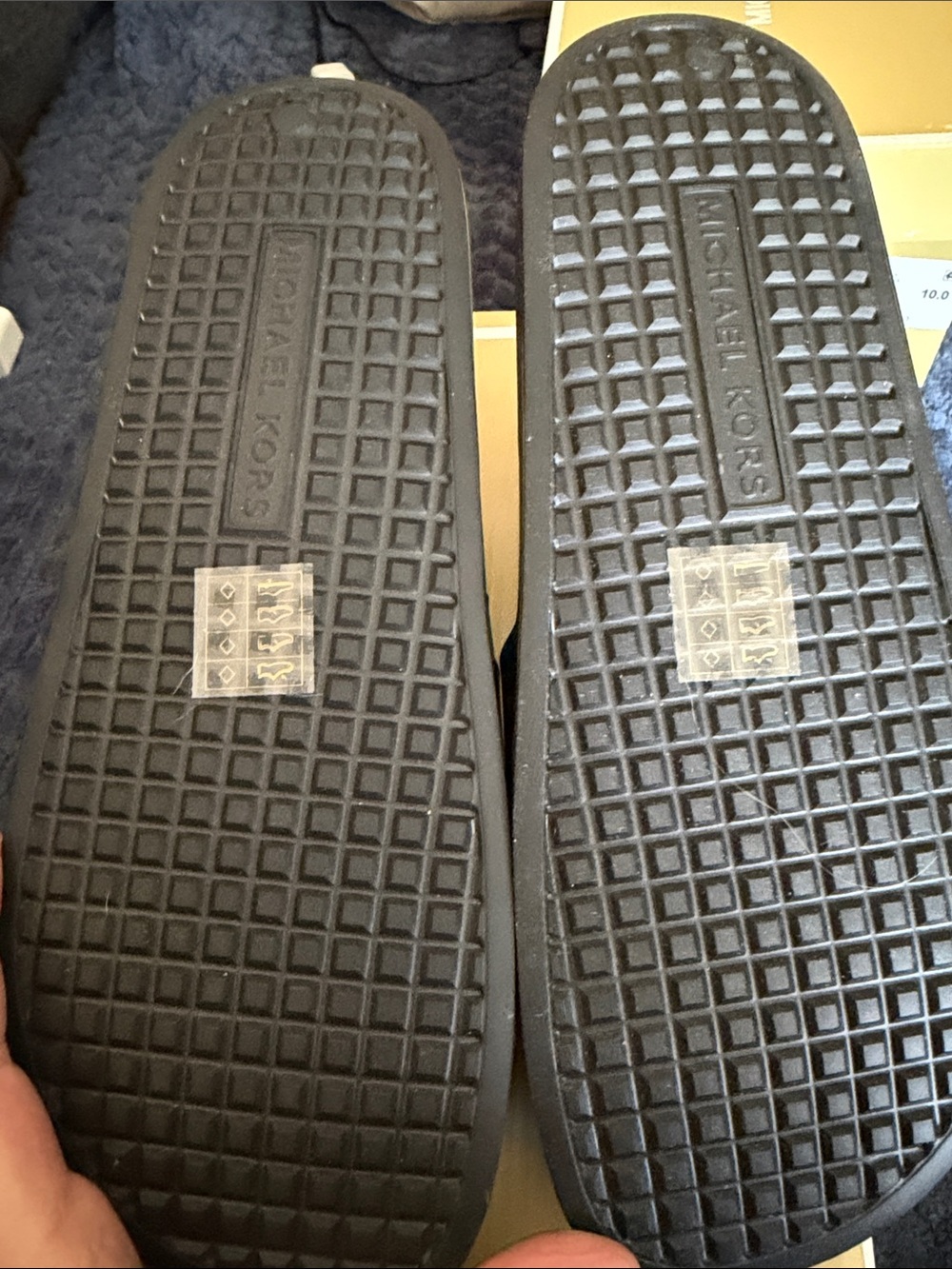 Michael Kors Black Slide Sandals with MK Logo Medallion - Picture 2 of 4